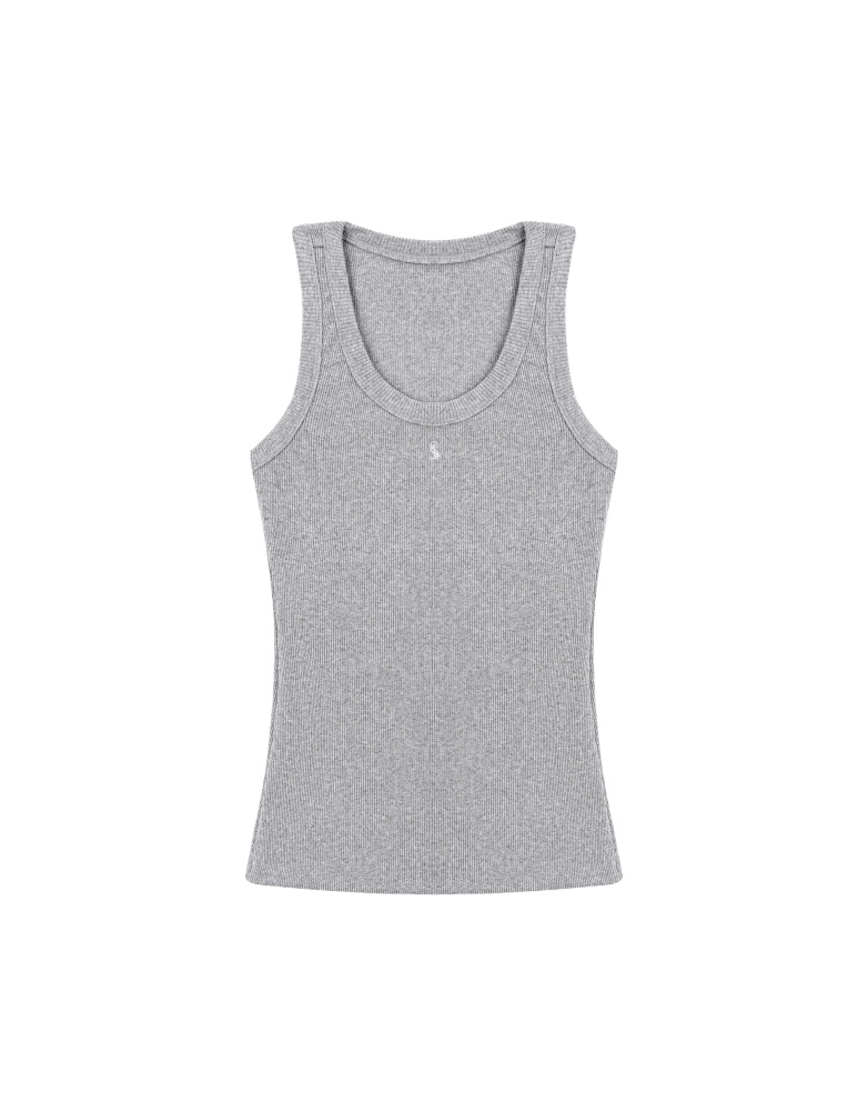 Grey Ribbed Tank Top