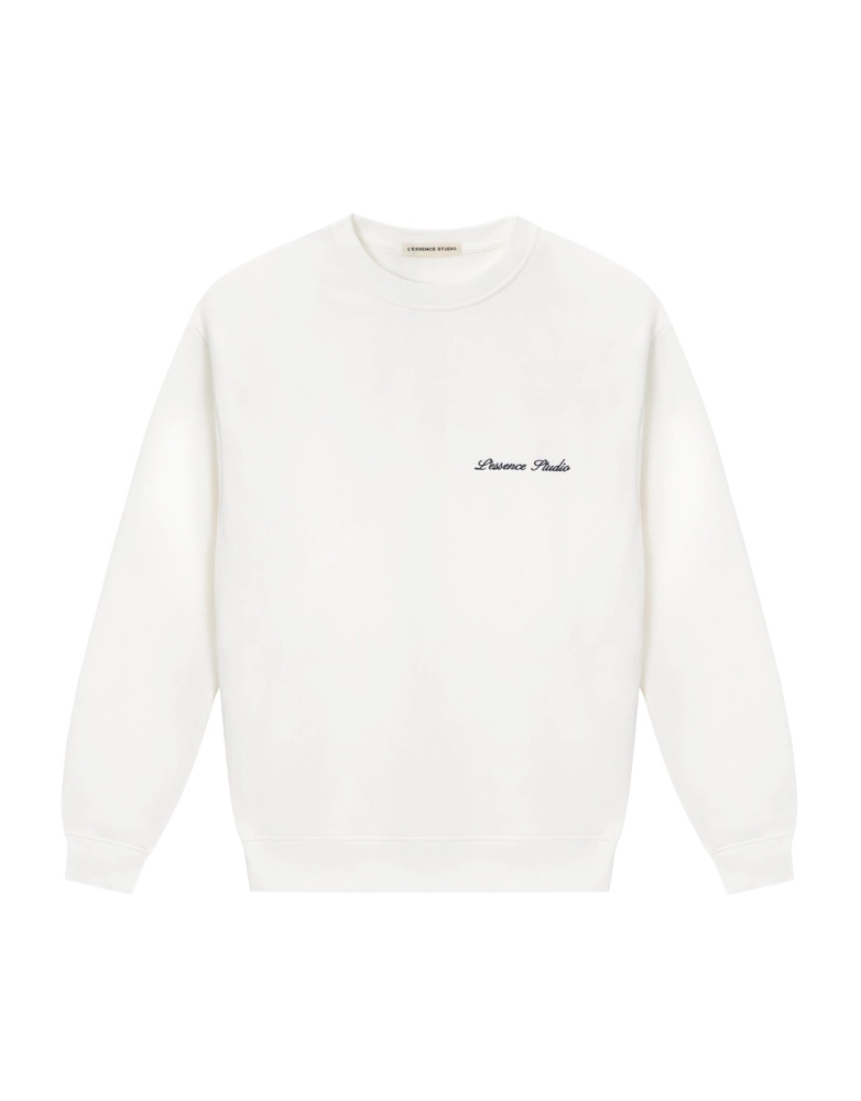 Signature Logo Embroidered Crewneck warm white