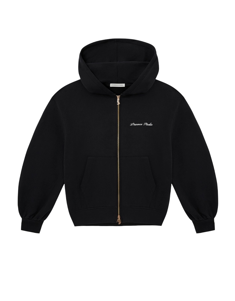 Signature Logo Embroidered Zip Hoodie black 