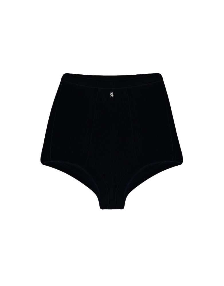 Black Ribbed Boxer Shorts 