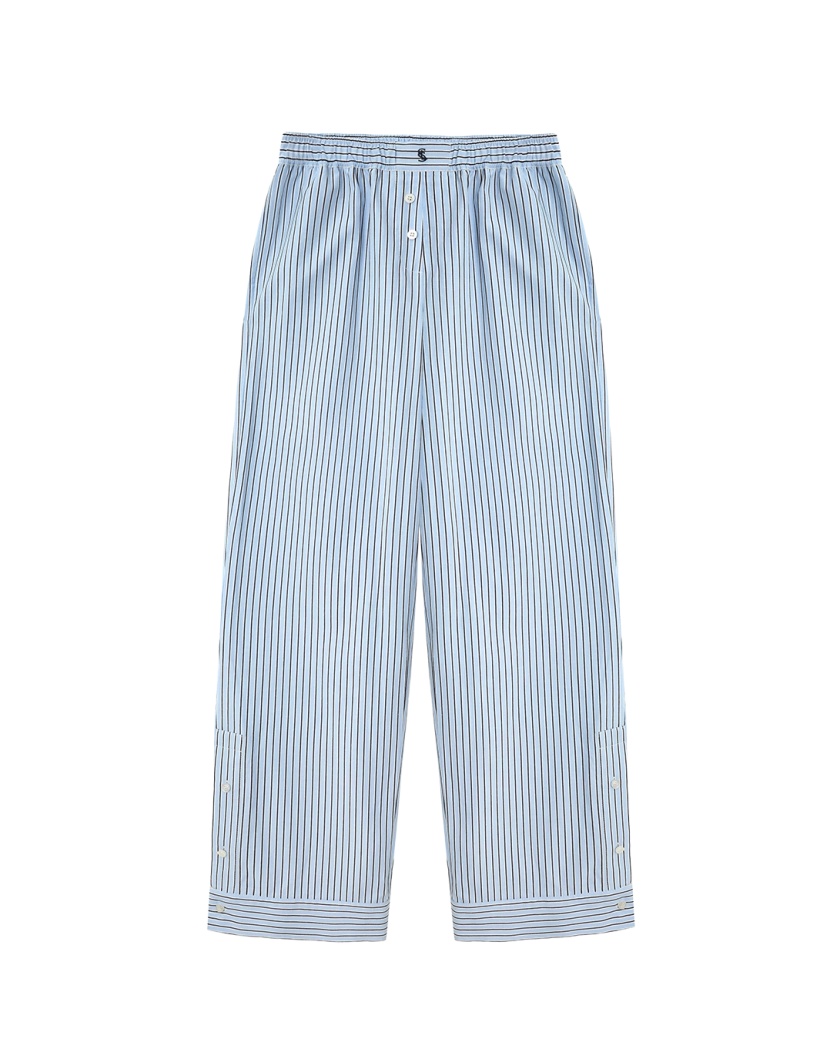 Wide-Leg Striped Thousers light blue