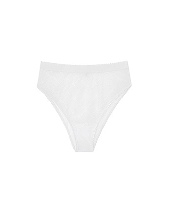 Embroidered Lace High-Waisted Briefs White 