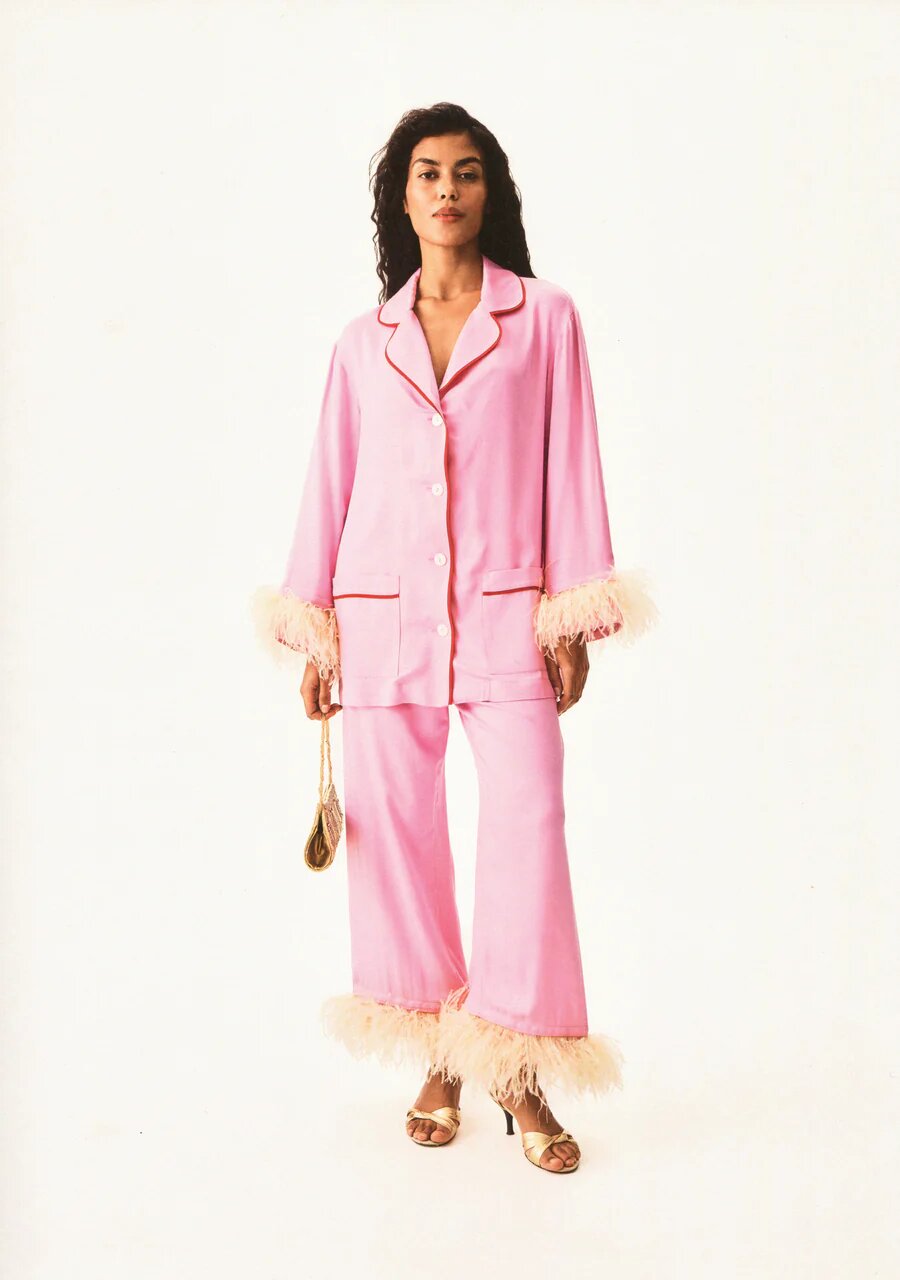 Комплект Party Pajamas зі Знімним Пір’ям у Рожевому