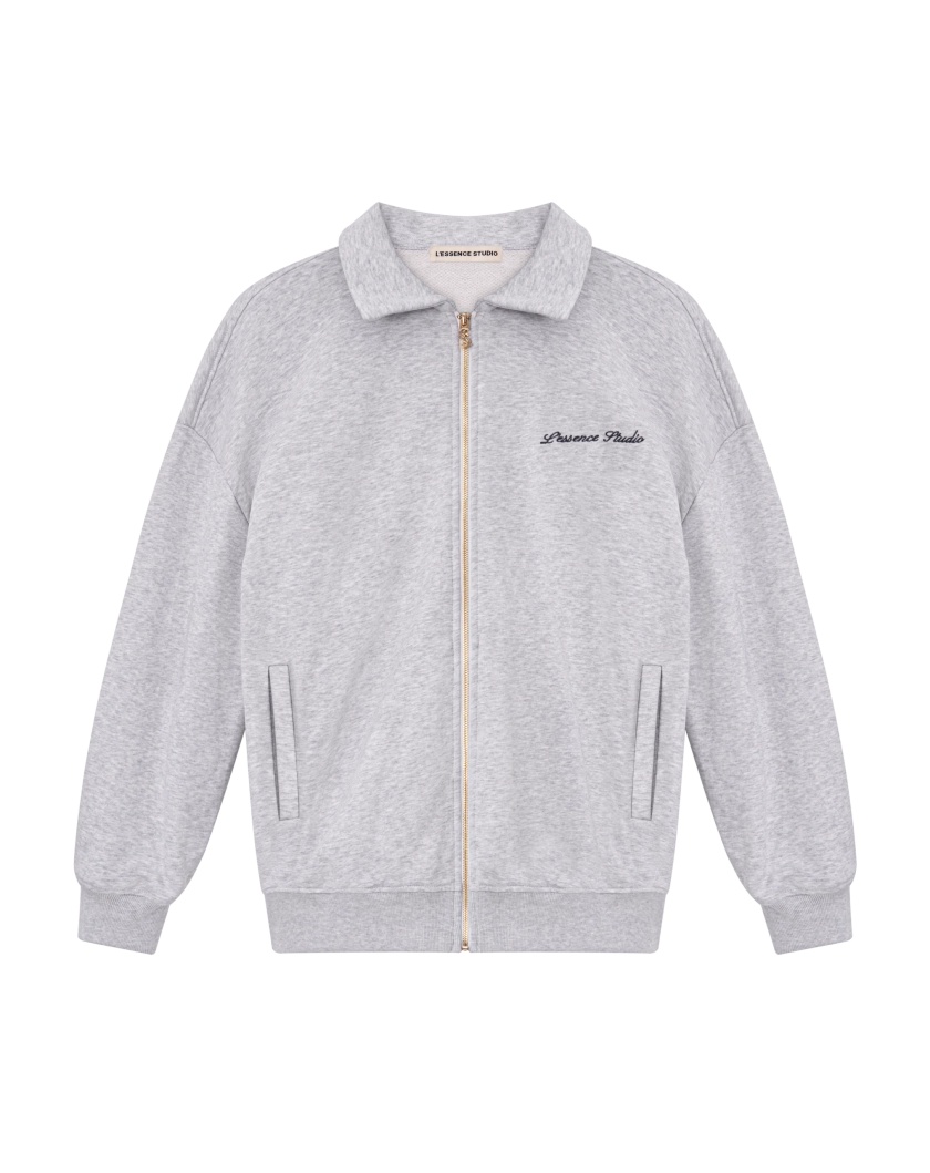 LE CLUB COLLAR ZIP HOODIE - GREY