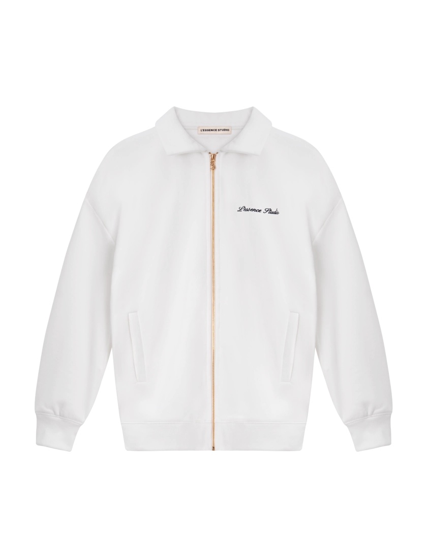 LE CLUB COLLAR ZIP HOODIE - WARM WHITE