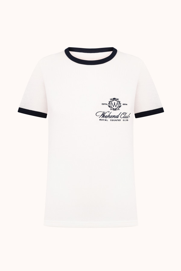 ФУТБОЛКА З КОНТРАСТНИМ КАНТОМ | MILK / NAVY BLUE