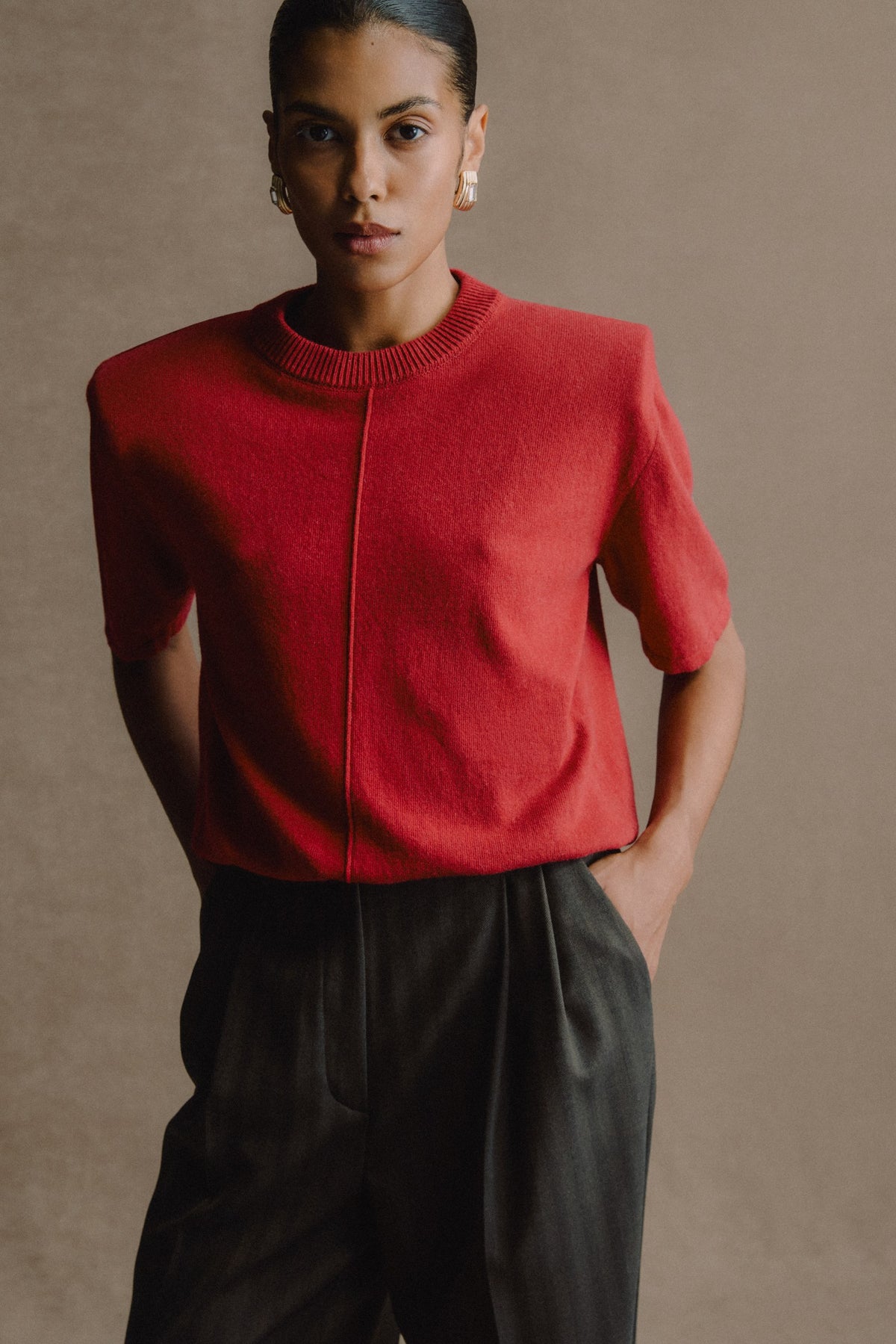 В’язана футболка Essentia Knit Бордо