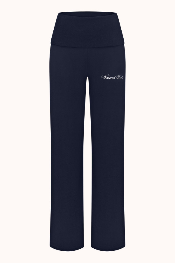 БРЮКИ З ВІДВОРОТНИМ ПОЯСОМ | NAVY BLUE / MILK